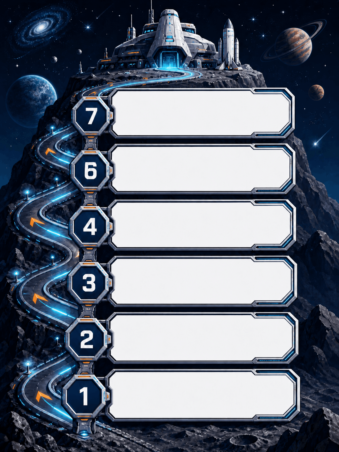 Space Base chore chart template for kids ages 10 to 13